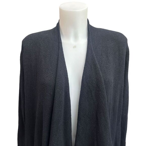 Barefoot Dreams cozy Chic Lite Black OpenFront Waterfall Fuzzy Knit Cardigan M/L - Picture 2 of 10